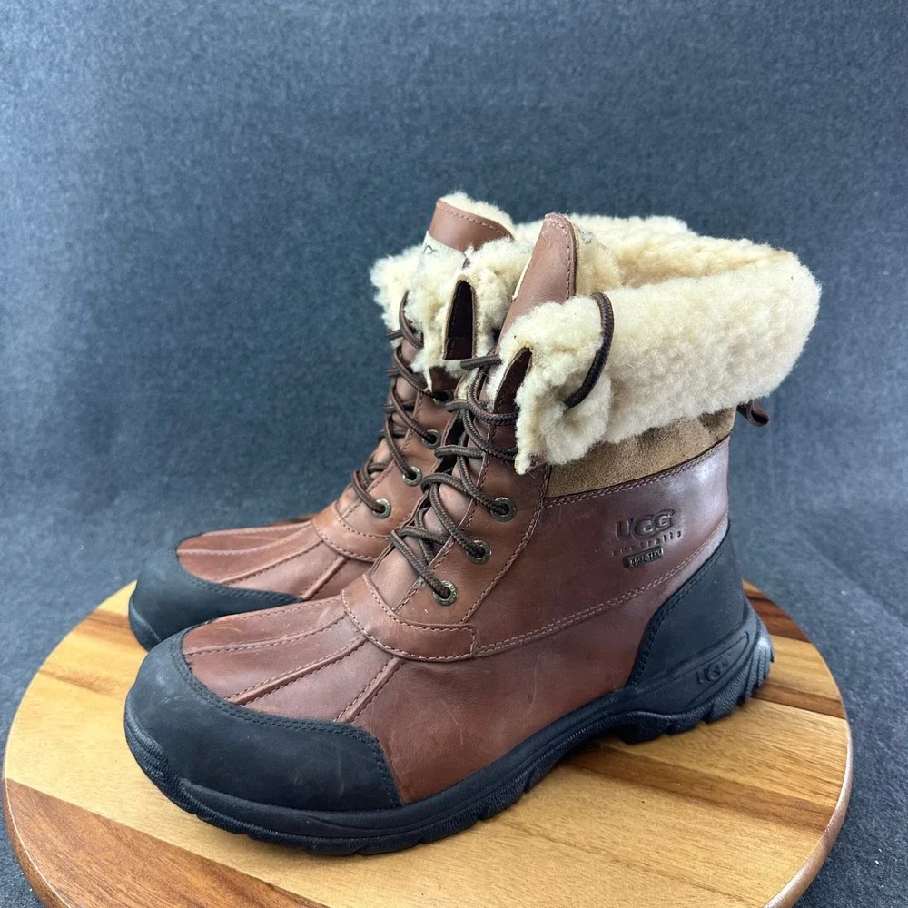 UGG Butte Waterproof Boots Mens 12 Leather & Sheepskin Worchester 5521